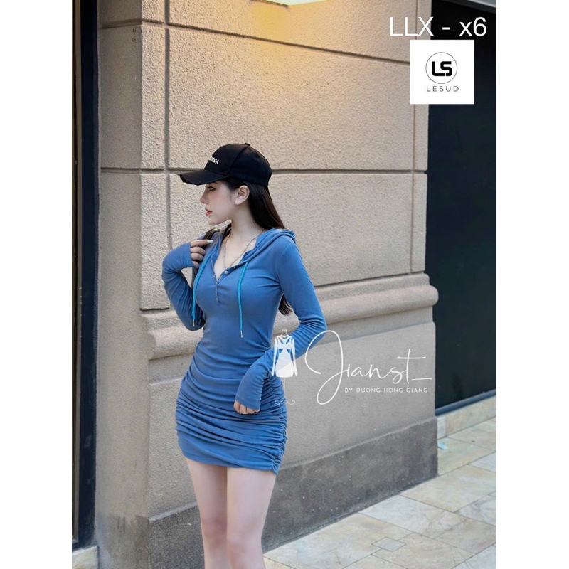 Váy Body Mũ Chất Zip Co Giãn 4 Chiều