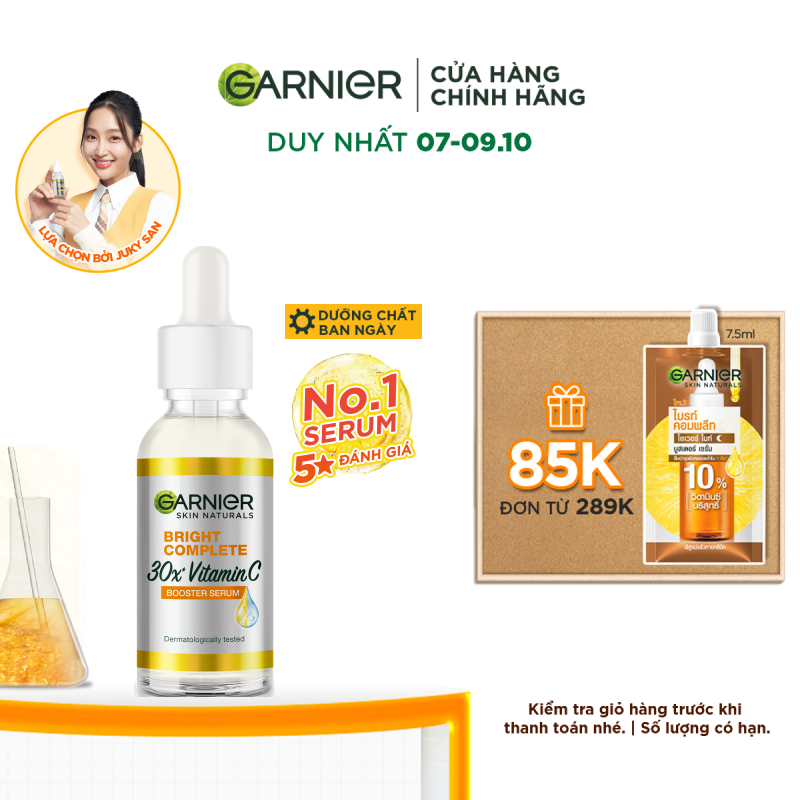 [Từ 189K sau voucher] Dưỡng chất ban ngày làm sáng da [Vitamin C + Niacinamide] Garnier Bright Comple Booster Serum 30ml