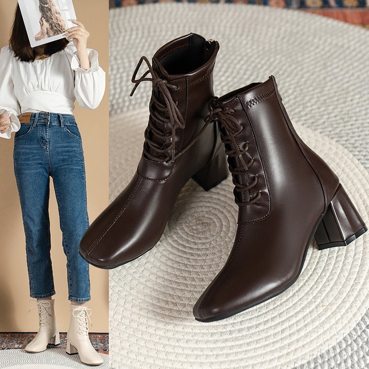 SẴN Boot nữ big size 40 gót vuông, phong cách nữ quân nhân