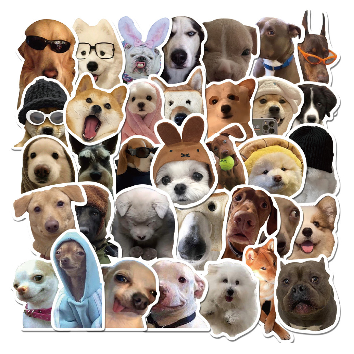 Set hình dán 50 miếng sticker mèo cún kuromi con vật cỡ to cute trang trí mũ laptop đồ dùng đa năng quà tặng đẹp rẻ