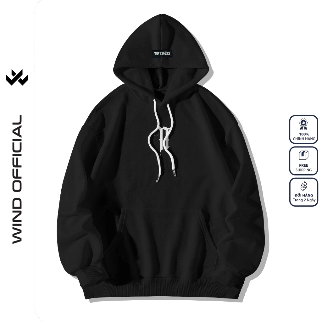 Áo hoodie unisex form rộng WIND Chữ N bản Premium nỉ ngoại nam nữ oversize