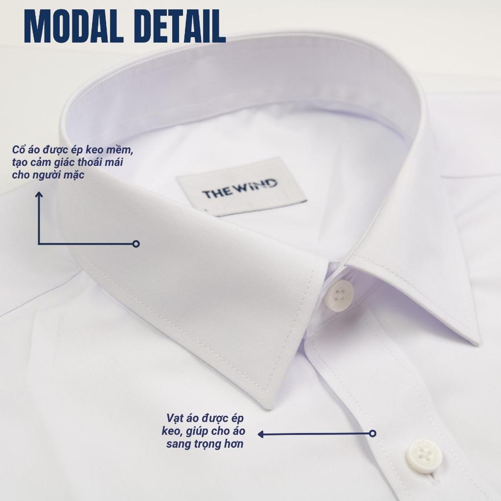 Áo sơ mi nam trắng tay dài có túi THE WIND vải modal co dãn chống nhăn AR23148DT