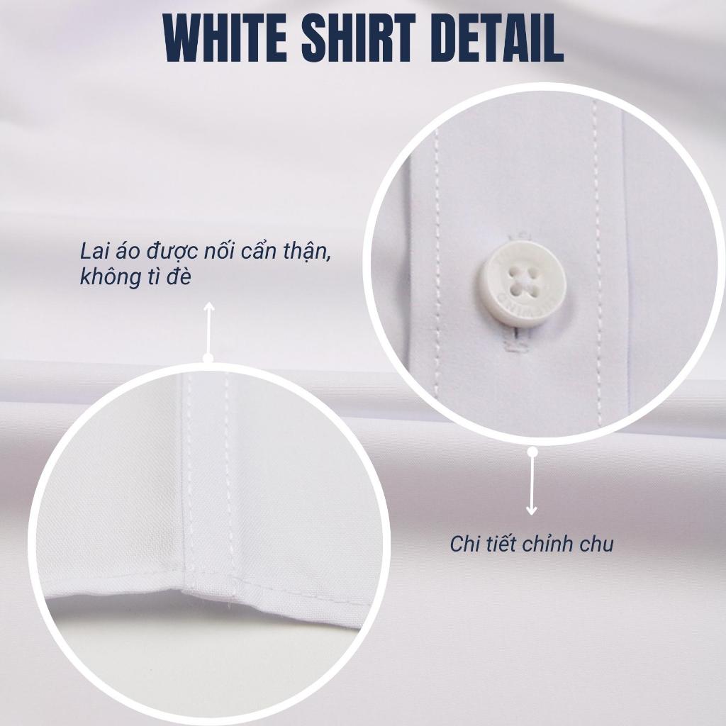 Áo sơ mi nam trắng tay dài có túi THE WIND vải modal co dãn chống nhăn AR23148DT