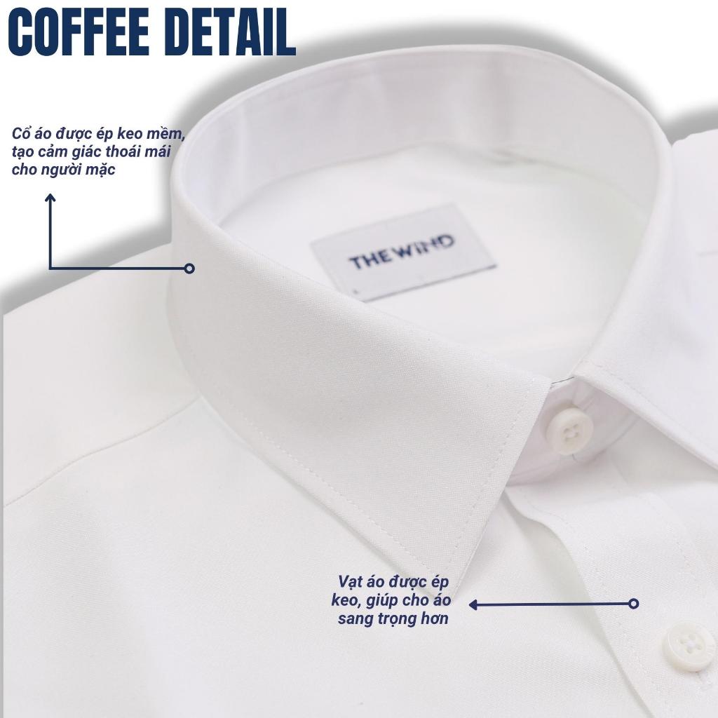 Áo sơ mi nam trắng tay dài có túi THE WIND vải cafe chống nhăn somi mềm mịn khô thoáng AR23152DT