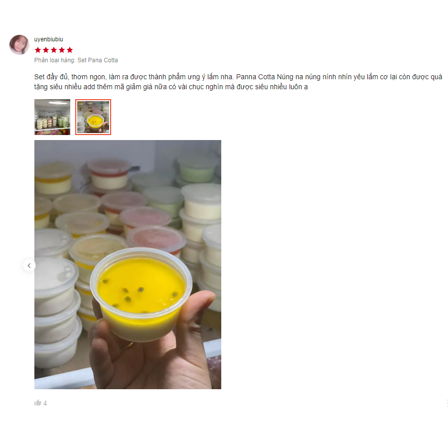 Set Nguyên liệu làm Panna Cotta thạch kem sữa Ý thành phẩm 25-30 hũ 3 vị mứt sinh tố trái cây