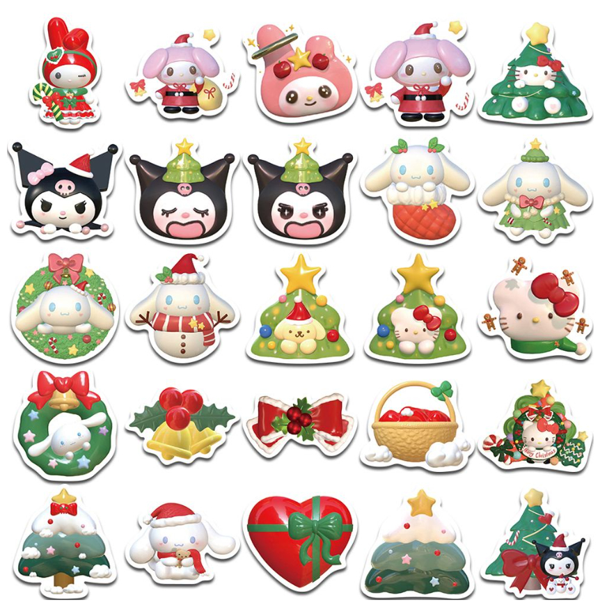 Sticker trang trí sổ vở, nón bảo hiểm, laptop, điện thoại,...dễ thương, bộ 50 hình dán chủ đề Giáng Sinh, quà tặng đẹp