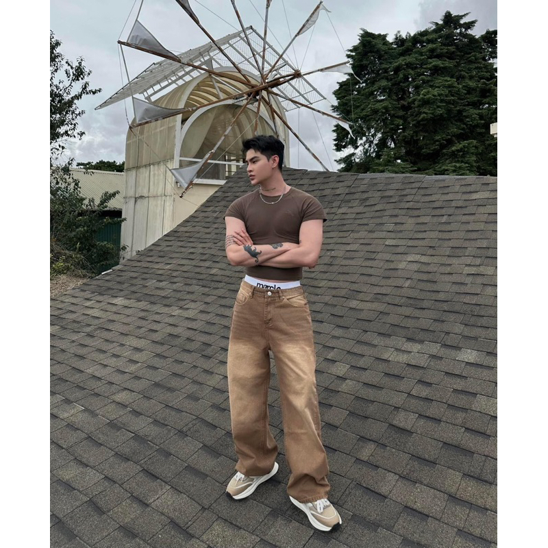 BROWN WASH JEANS - Quần jeans nâu wash