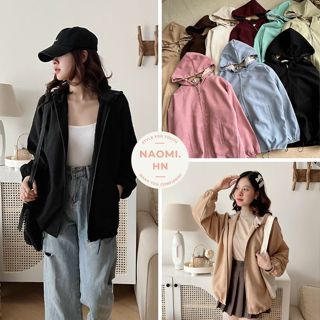 Áo khoác nữ nhung tăm 2 lớp có mũ basic form rộng cực đẹp. Khoác nữ Nhung Gân form rộng kèm mũ nhiều màu hothit