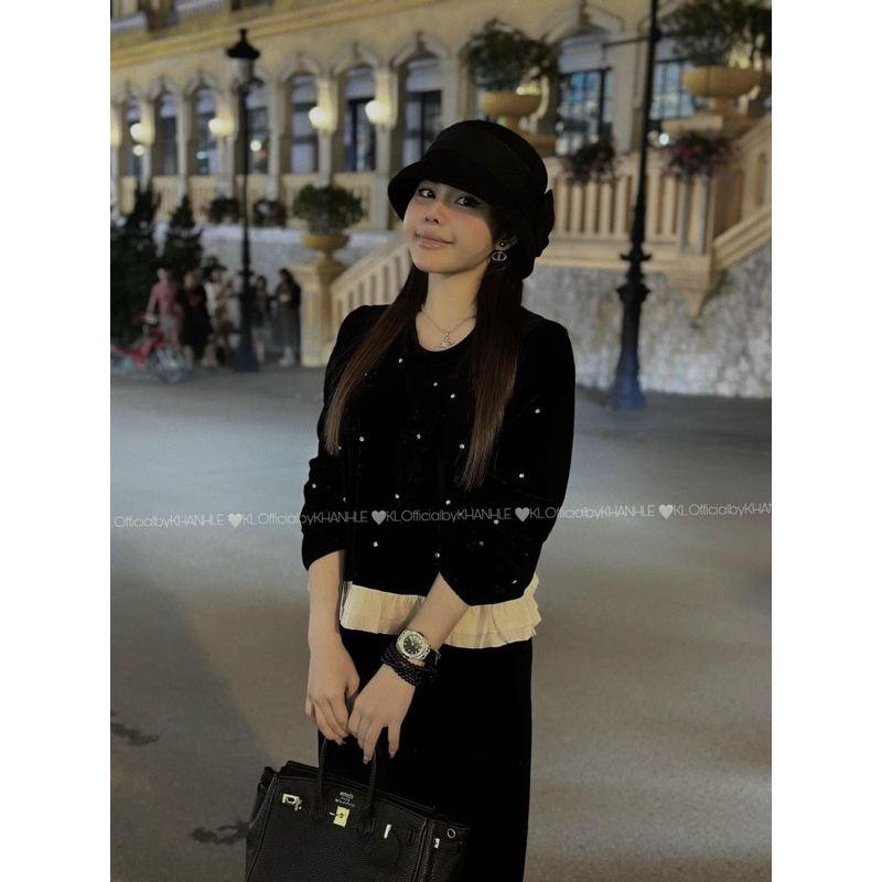 BỘ NHUNG ĐÍNH ĐÁ ÁO PHỐI BÈO