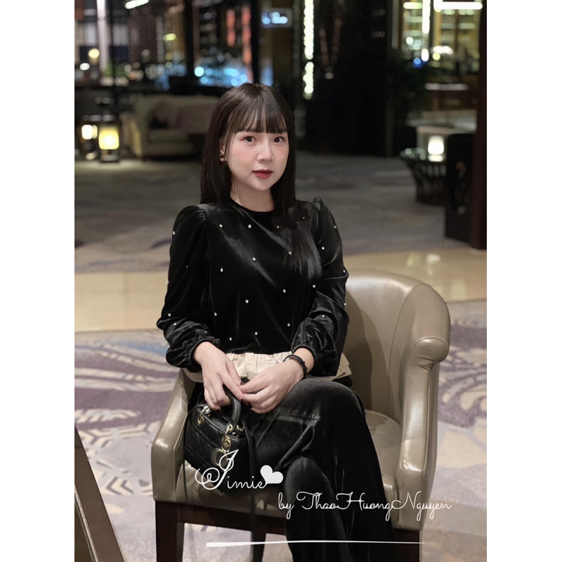 BỘ NHUNG ĐÍNH ĐÁ ÁO PHỐI BÈO
