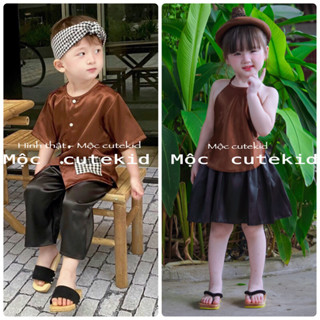 (7-35kg) set đồ bà ba cặp NÂU ĐEN, bộ đồ cặp cho bé mặc đi chơi, trung thu, lễ tết