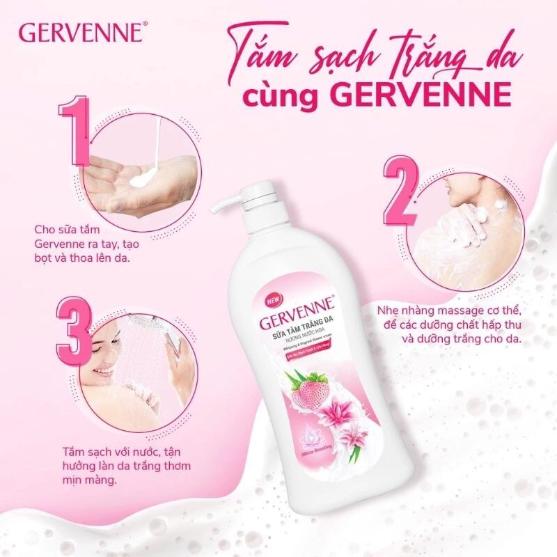 sữa tắm Gervenne chai lớn 1200ml tặng kèm túi 450g cùng loại