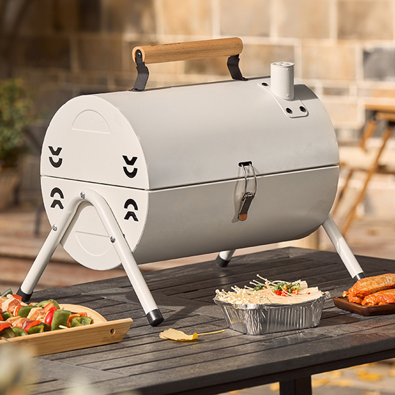 Bếp nướng than hoa BBQ gấp gọn 2 ngăn nướng du lịch ngoài trời tặng kèm vỉ và khay nướng không khói ngoài trời du lịch
