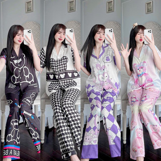 Lụa xước hàng thiết kế tay ngắn quần dài