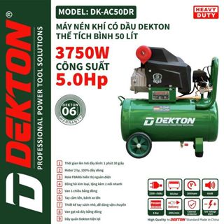 Máy Nén Khí DEKTON 50L DK-AC50DR Có Dầu - Công Suất 5.0HP 3750W - Bình 50L - Lưu Lượng 200L/Phút