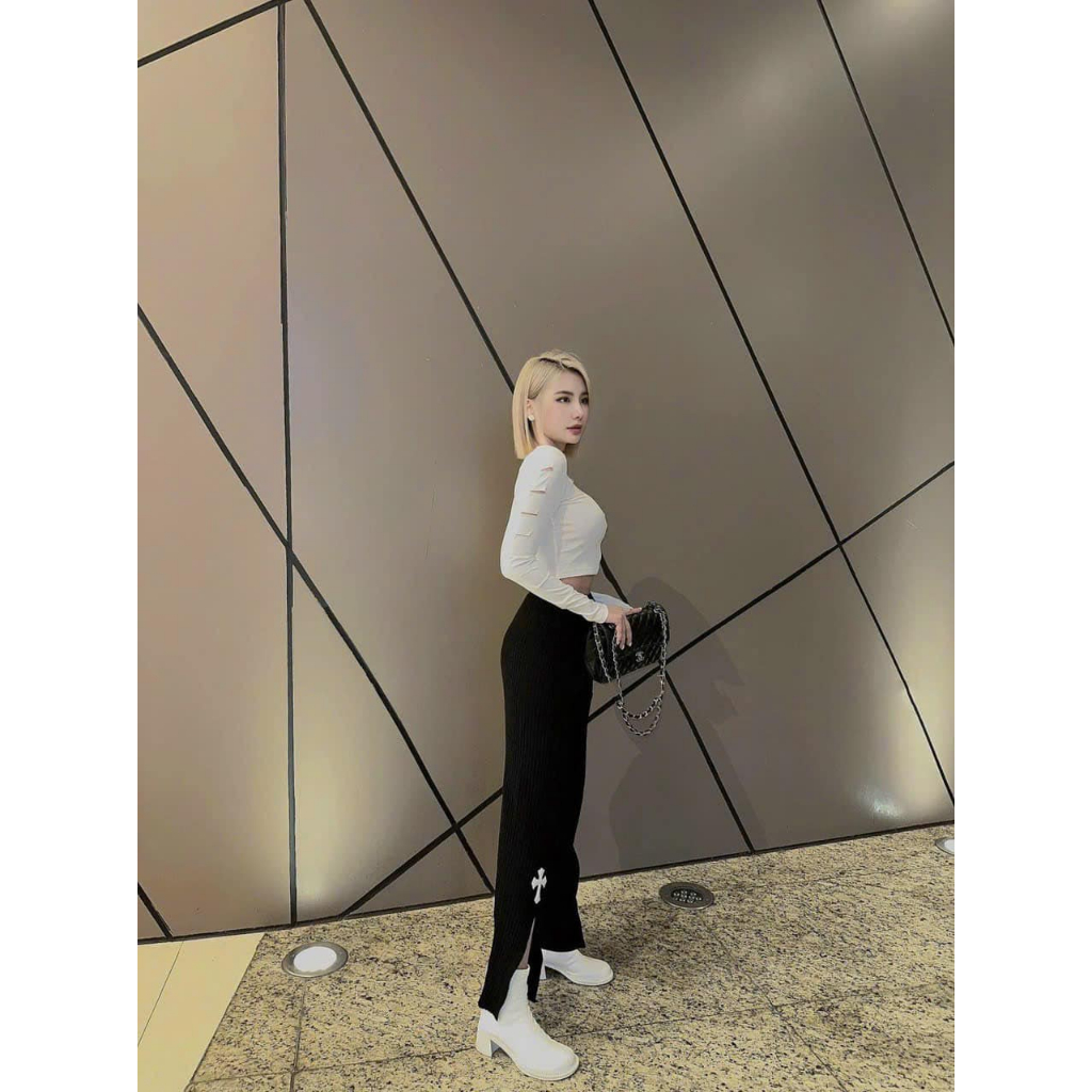 Áo tăm  mềm croptop RÁCH tay 2 màu dài tay hót