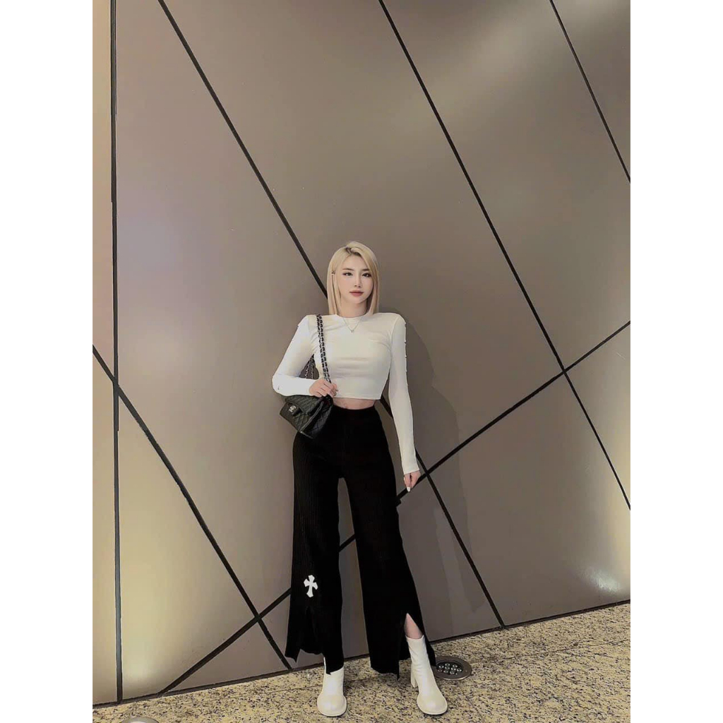 Áo tăm  mềm croptop RÁCH tay 2 màu dài tay hót