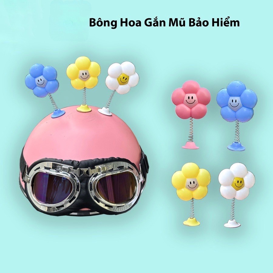 Bông Hoa Trang Trí Mũ Bảo Hiểm Cute, Phụ Kiện Gắn Nón Bảo Hiểm Nhiều Màu Lựa Chọn