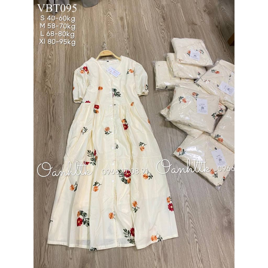 40-95kg Đầm bầu xinh - Váy bầu thêu hoa dáng tầng có sẵn tại shop Oanhltk