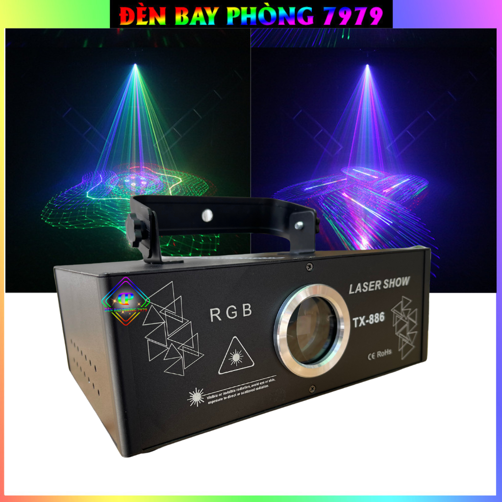 Đèn Laser Phòng Bay TX 886 Cảm Biến Nhạc Với Hơn 1100 Hiệu Ứng 3D Dùng Cho Hội Tiệc, Karaoke, Bar...
