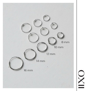 Khuyên tai, bông tai bạc tròn mỏng Lobe, Upper lobe, Helix, Tragus, khuyên mũi, môi | IIXO