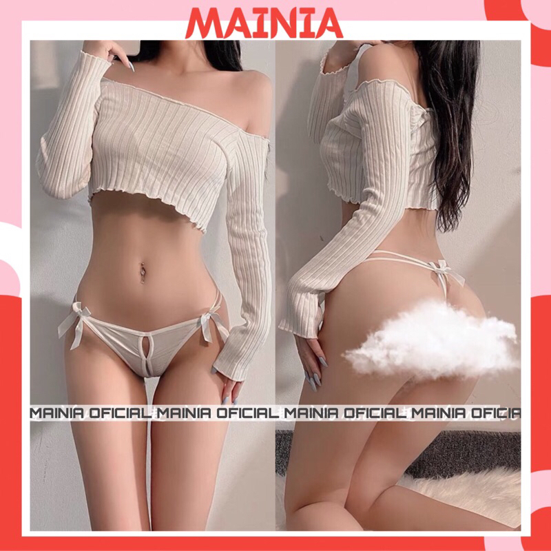 Quần Lót Lọt Khe Hở Đáy Thun Su Đính Nơ Chíp Nữ Sexy Gợi Cảm Dễ Thương Mainia Shop