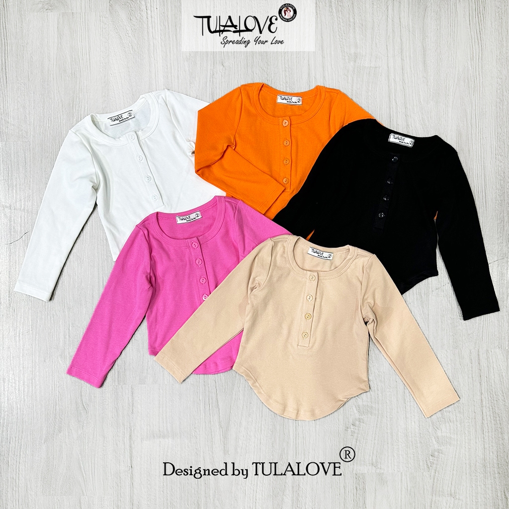 Áo Thun Dài Tay Bé Gái Lượn Tôm Cài Cúc Vải Zip Cực Đẹp Tulalove, Áo Bé Gái Thu Đông