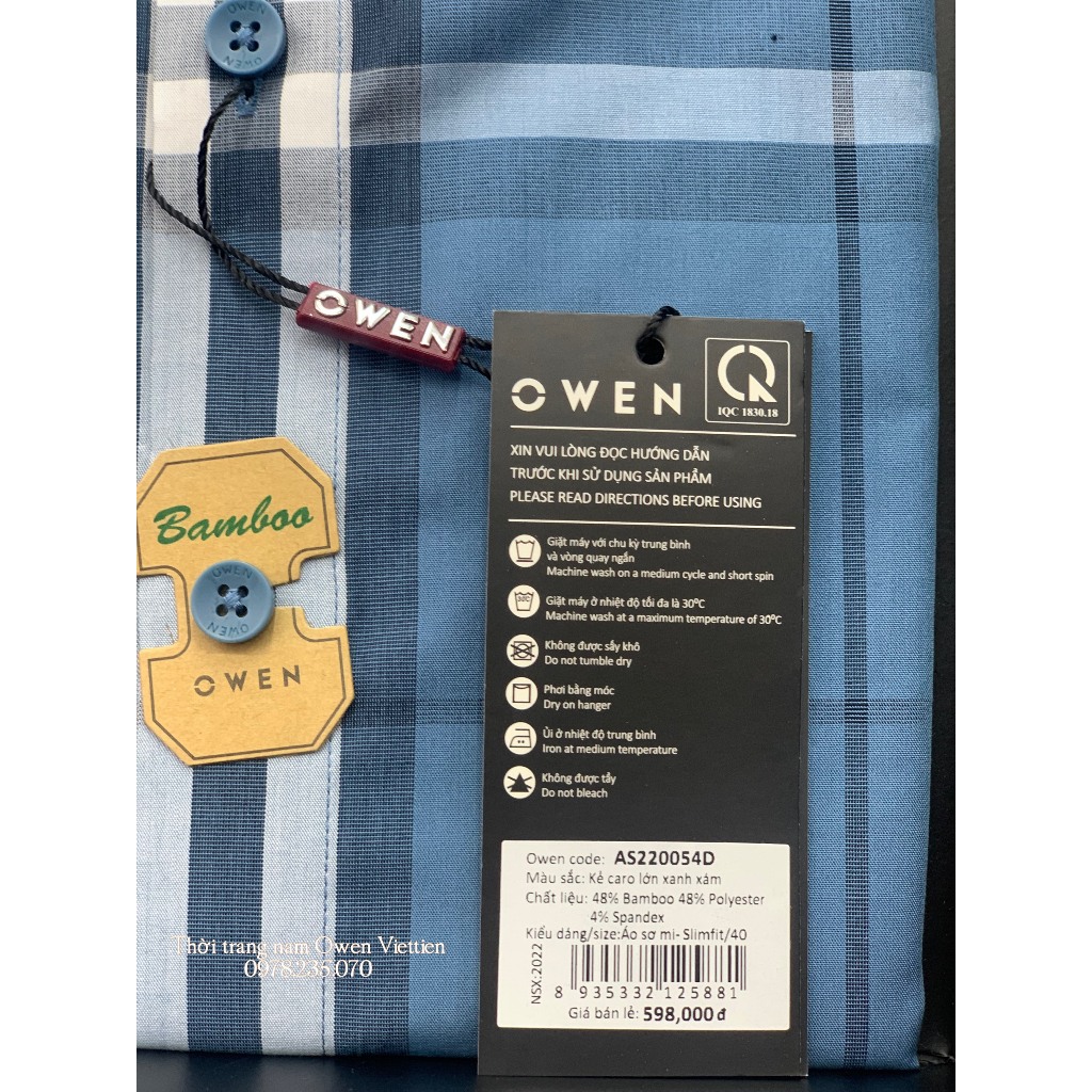 OWEN - Sơ Mi Dài Tay Kẻ Caro Xanh Trẻ dáng Slimfit 2023