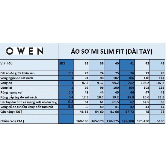 OWEN - Sơ Mi Dài Tay Kẻ Caro Xanh Trẻ dáng Slimfit 2023