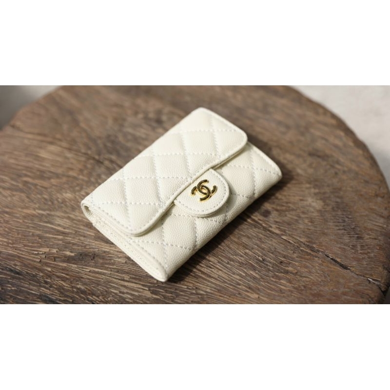 Ví nữ ngắn cao cấp da thật hàng super 3 màu khóa vàng da sần xinh xỉu luôn