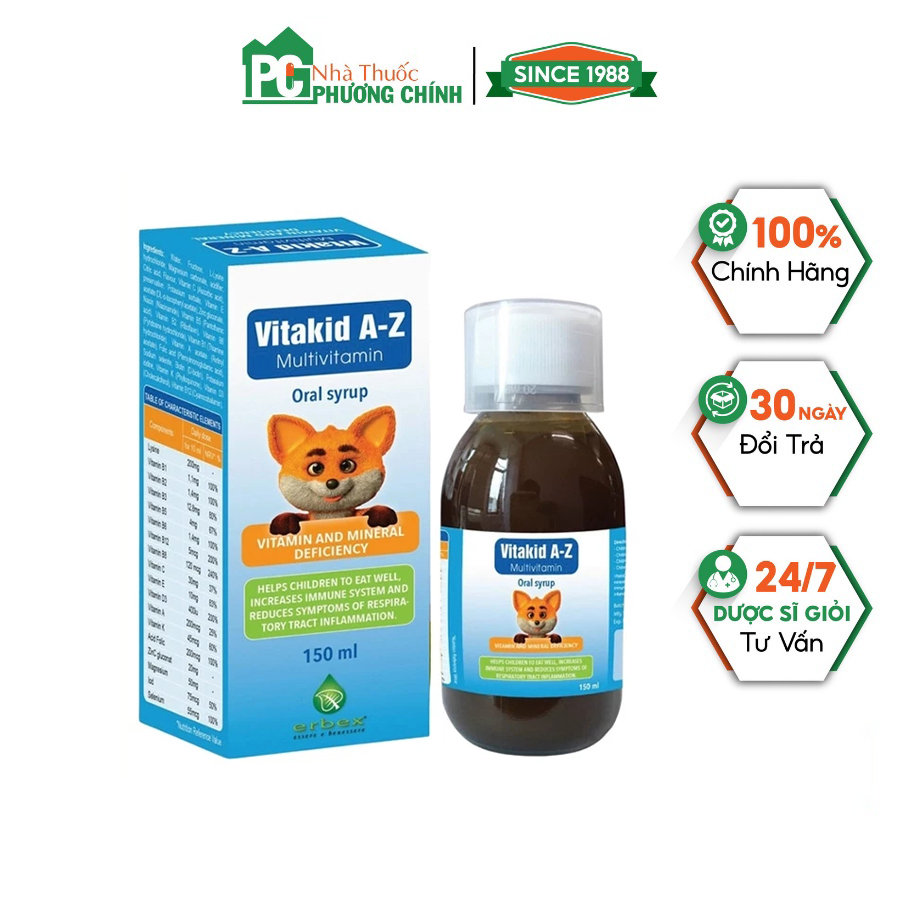 Vitamin Tổng Hợp Cho Bé Vitakid A-Z Multivitamin - Bồi Bổ Sức Khỏe, Giúp Trẻ Ăn Ngon (Hộp 150ml)