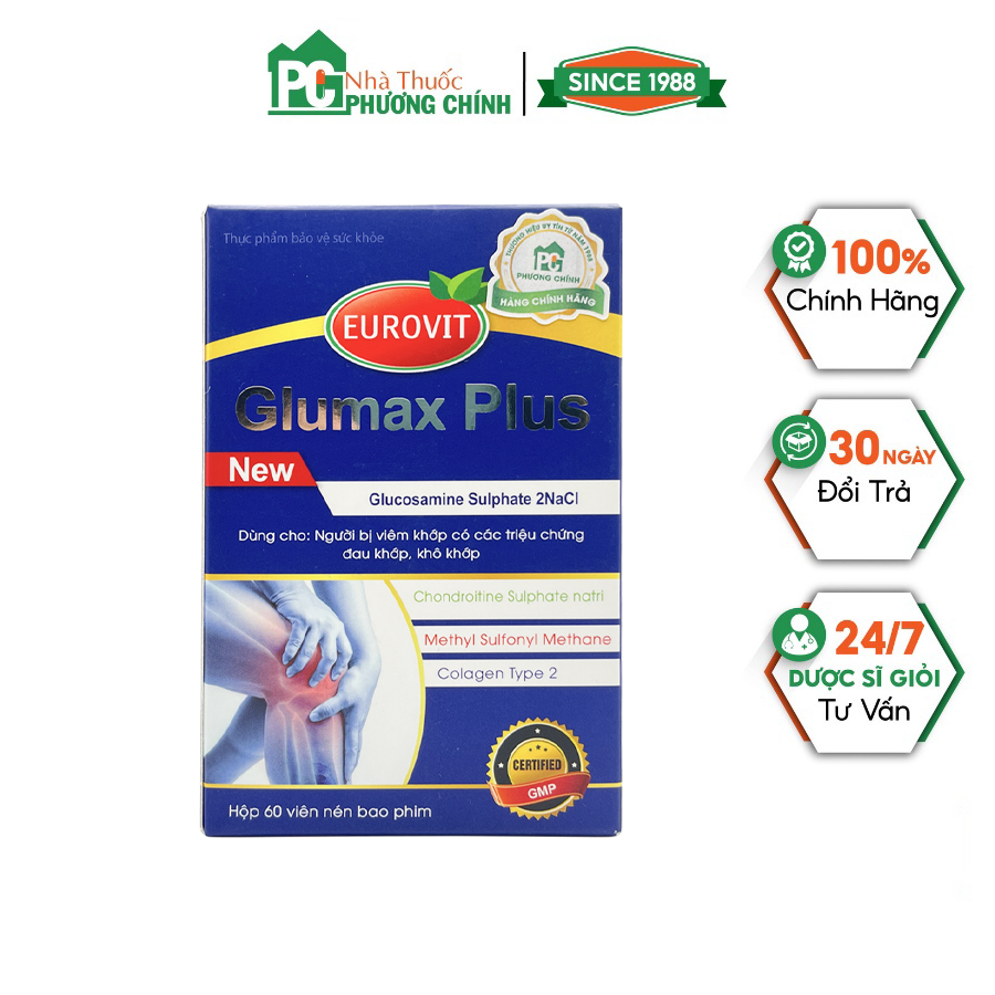 Glumax Plus Eurovit - Hỗ Trợ Giảm Các Triệu Chứng Đau Khớp, Khô Khớp (Hộp 60 Viên)