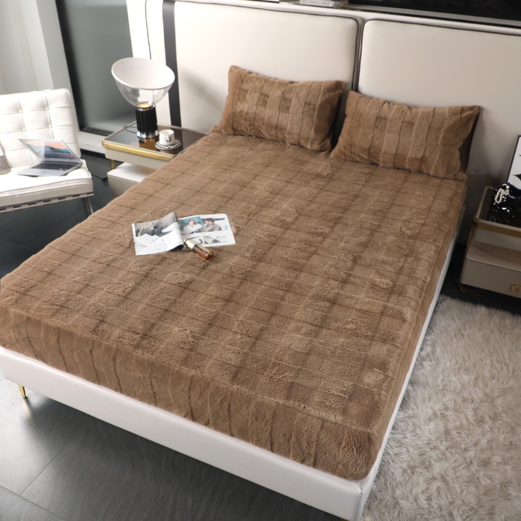 Bộ ga gối nỉ lông chồn cao cấp siêu mềm mượt, sét ga kèm 2 vỏ gối nỉ lông chồn