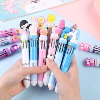 Bút bi 10 màu, 10 ngòi bút, hình 3d dễ thương