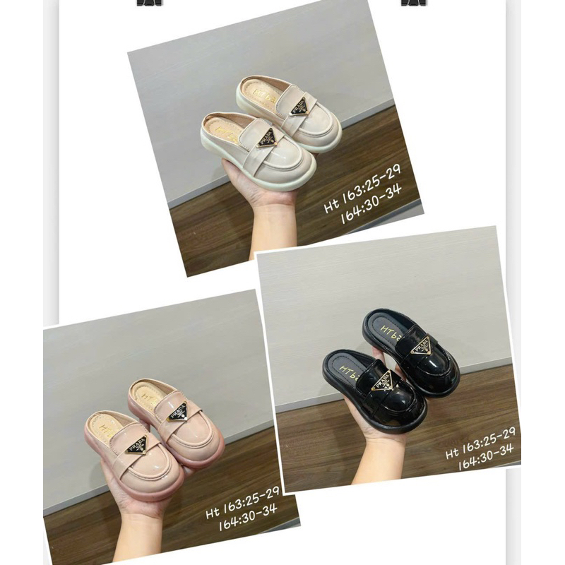 Sục thời trang da bóng tam giác thoáng chân cho bé gái