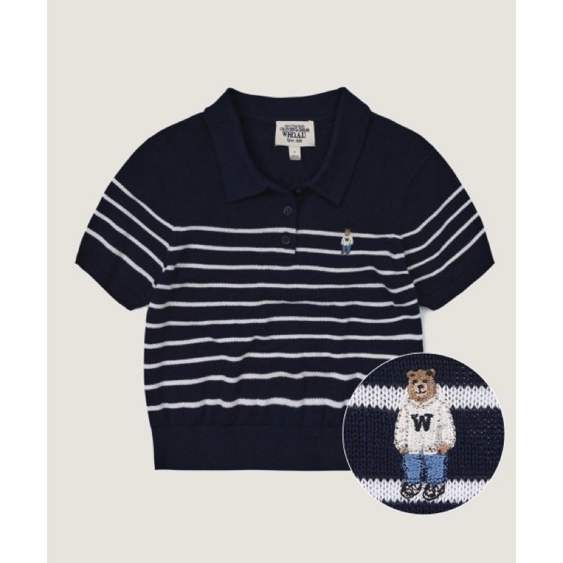 Áo polo len cộc gấu Whoau chuẩn authentic