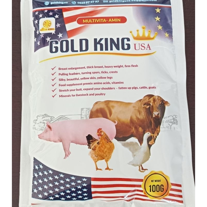 Gold King USA. Combo 5 gói Gold King USA loại 100g  Siêu Tăng Trọng cho lợn, trâu, bò, dê, gà, vịt v