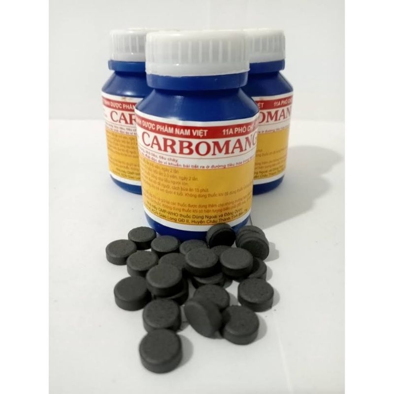 Carbomango giúp giảm đau bụng, no hơi, tiêu chảy chai 100 viên