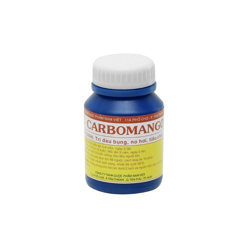 Carbomango giúp giảm đau bụng, no hơi, tiêu chảy chai 100 viên