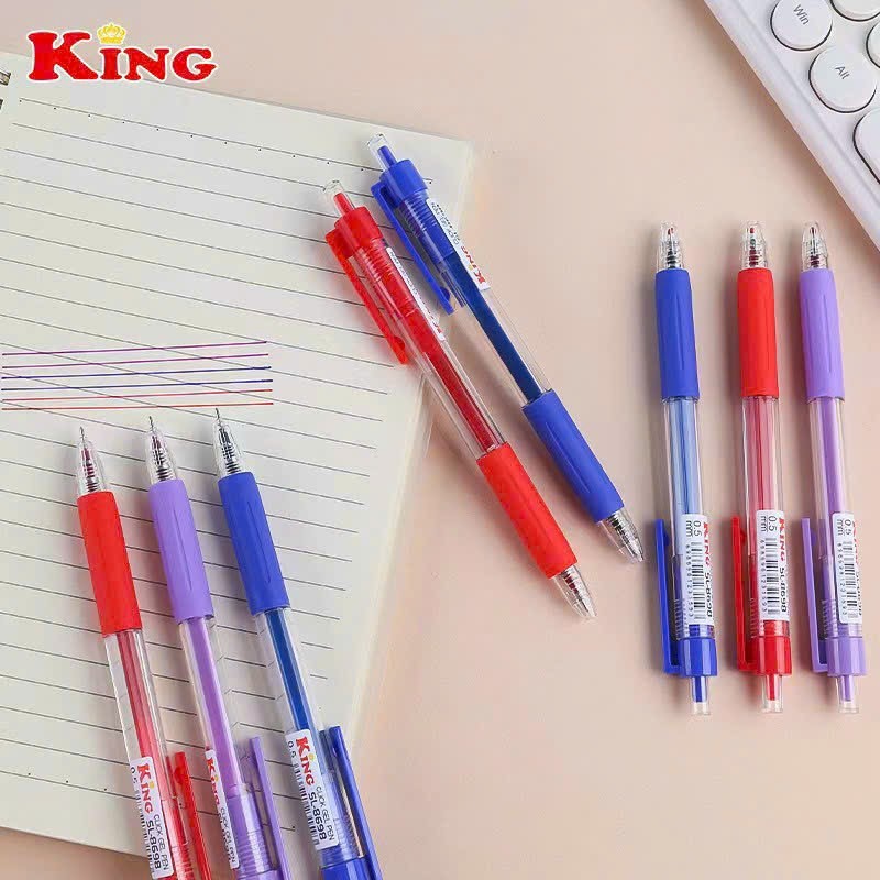 Hộp 12 Cây Viết Gel Nước Bấm King 8698 Ngòi 0.5mm