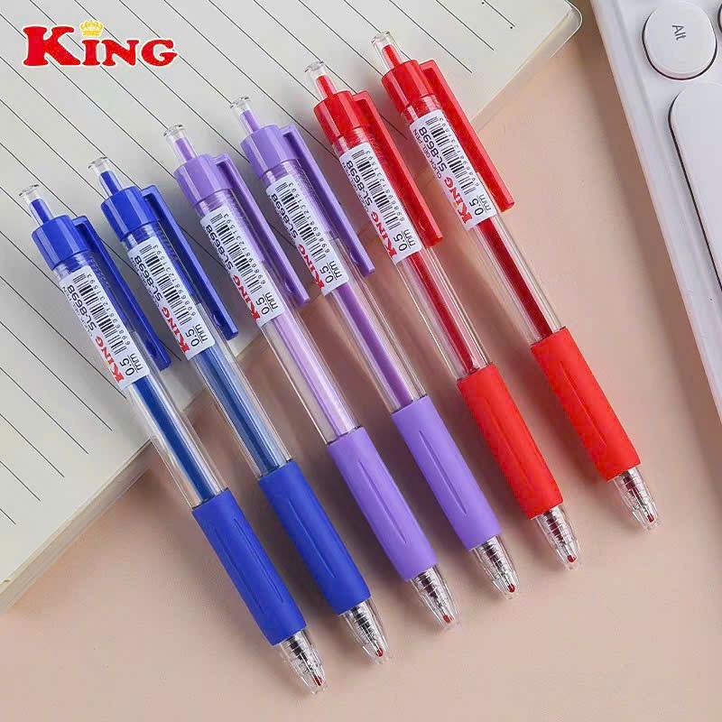 Hộp 12 Cây Viết Gel Nước Bấm King 8698 Ngòi 0.5mm