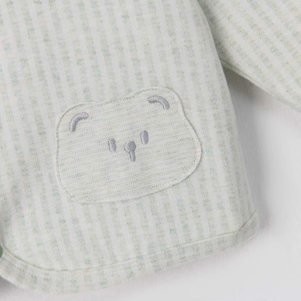 NOUS Áo khoác cardigan kẻ xanh/ kẻ tím thêu trang trí