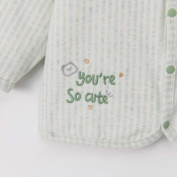 NOUS Áo khoác cardigan kẻ xanh/ kẻ tím thêu trang trí