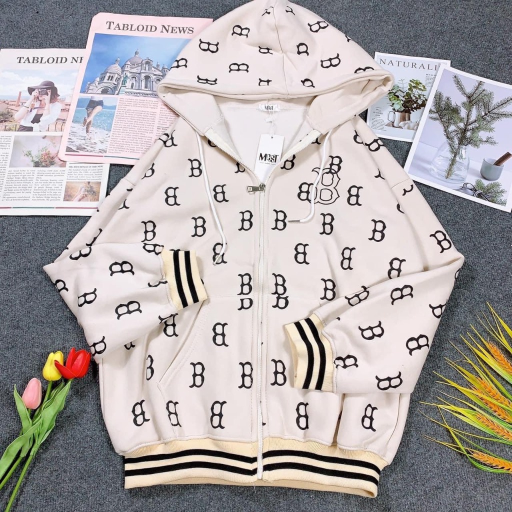 Áo Khoác Nỉ 2 Màu Form Rộng In Tràn Chữ B Chữ Nổi Nam Nữ 2 Lớp Nỉ Bông Siêu DÀY Dặn Cá Tính
