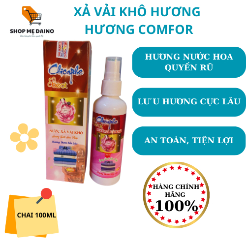 Xịt xả vải khô Chicaphe 100ml khử mùi chống khuẩn 99,9% hương comfort, nước hoa - shop mẹ Daino