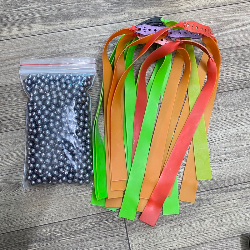 ( Giá rẻ) Combo 10 dây thun 2 lớp dày 1mm siêu bền và 1kg bi sắt loại 1