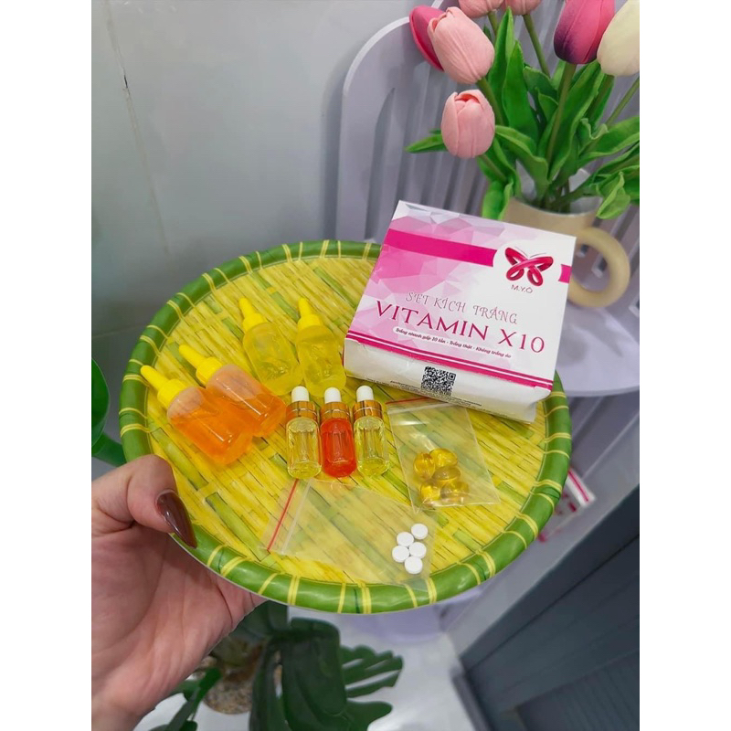 SET KÍCH TRẮNG VITAMIN X10 MYÔ  dành body) mua 2 sét tặng kèm hủ+ muổng