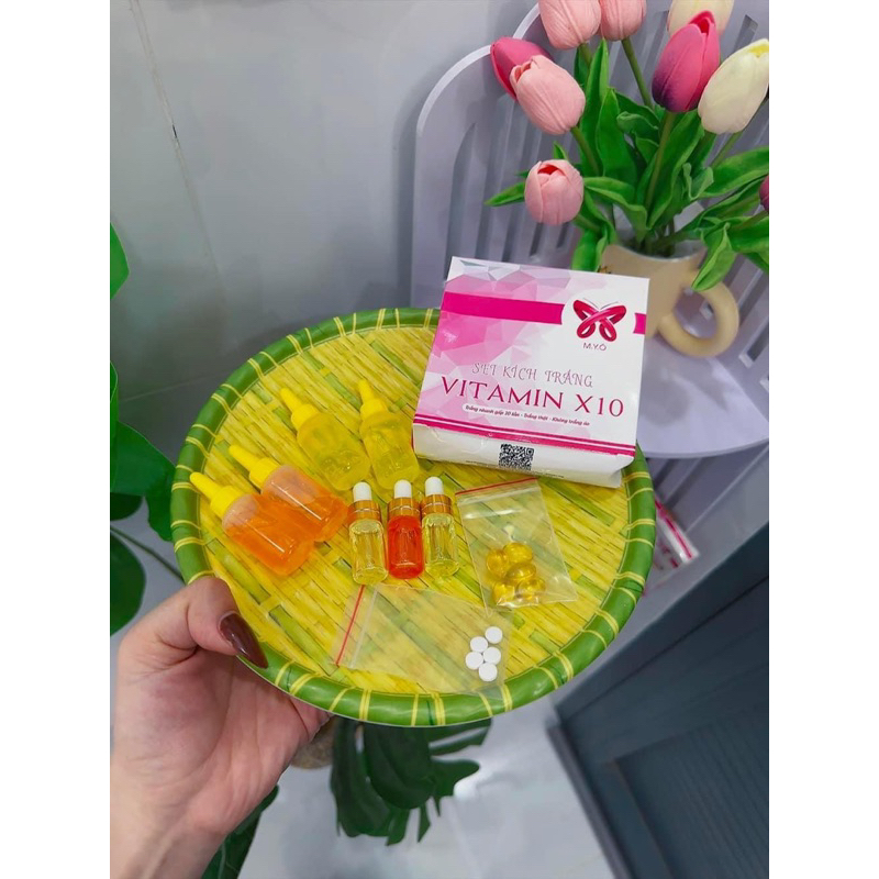 SET KÍCH TRẮNG VITAMIN X10 MYÔ  dành body) mua 2 sét tặng kèm hủ+ muổng