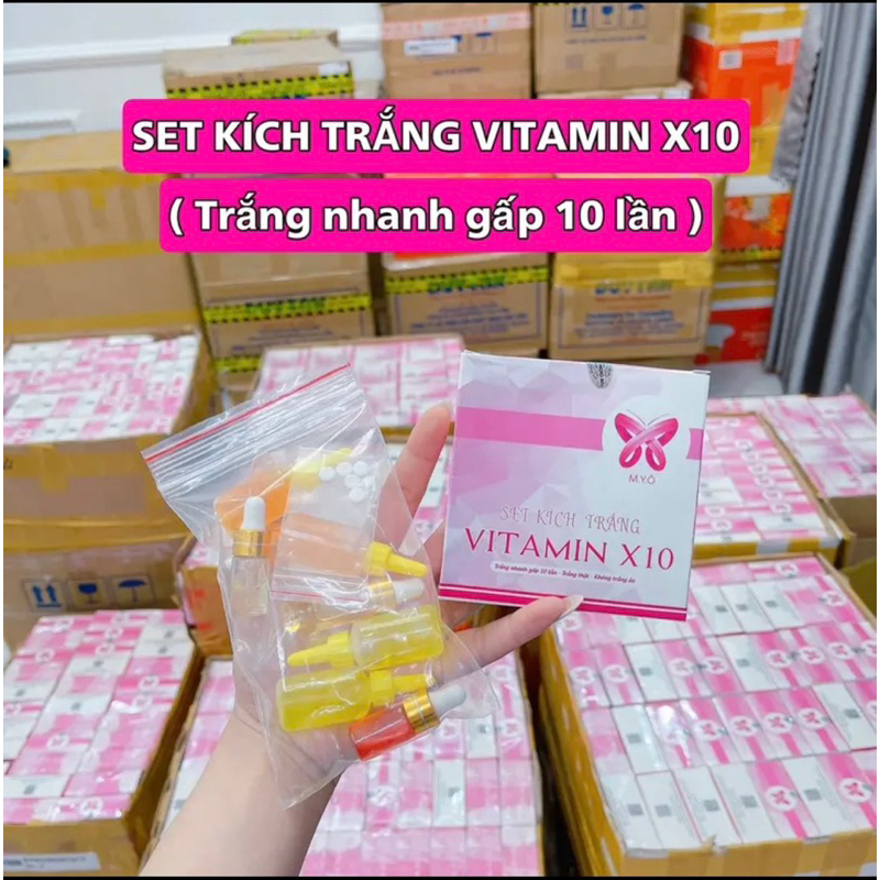 SET KÍCH TRẮNG VITAMIN X10 MYÔ  dành body) mua 2 sét tặng kèm hủ+ muổng