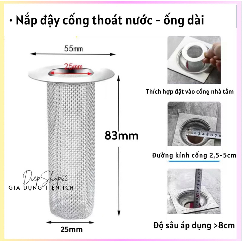 Nắp đậy cống thoát nước 🎀SALE🎀 Nắp đậy cống -ngắn tắc cống nhà tắm chất liệu thép không gỉ Đồ dùng phòng tắm